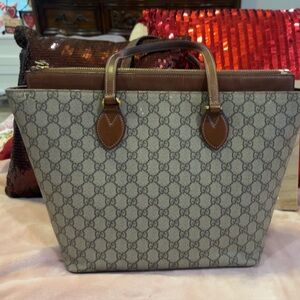 Gucci Brown Monogram Tote Bag